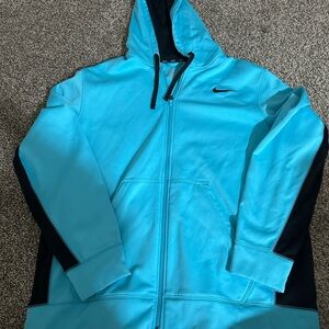 Nike Aqua/Turquoise Full-Zip Hoodie with Black Drawstrings